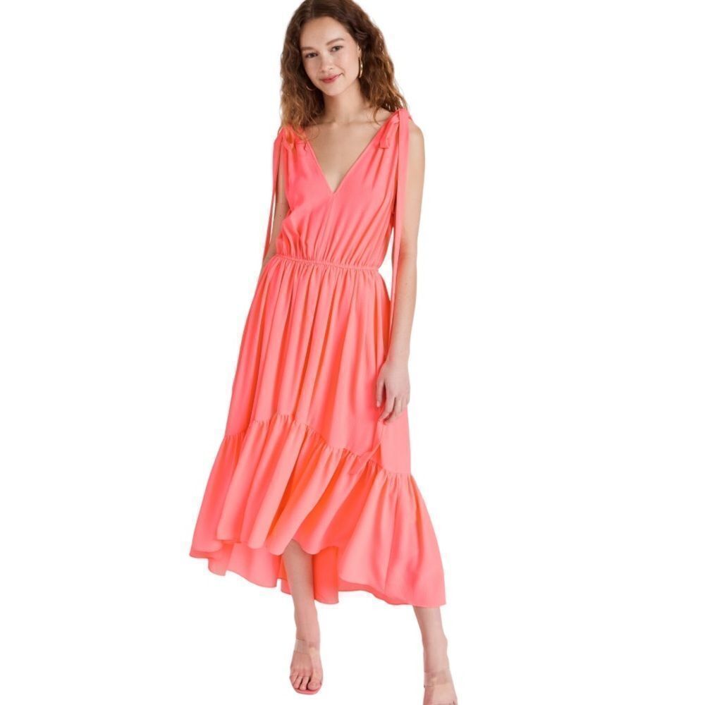 Black Halo Sachi Sleeveless Midi Dress in Neon Melon.Size L